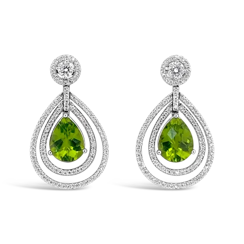 Peridot & Diamond Dangle Earrings