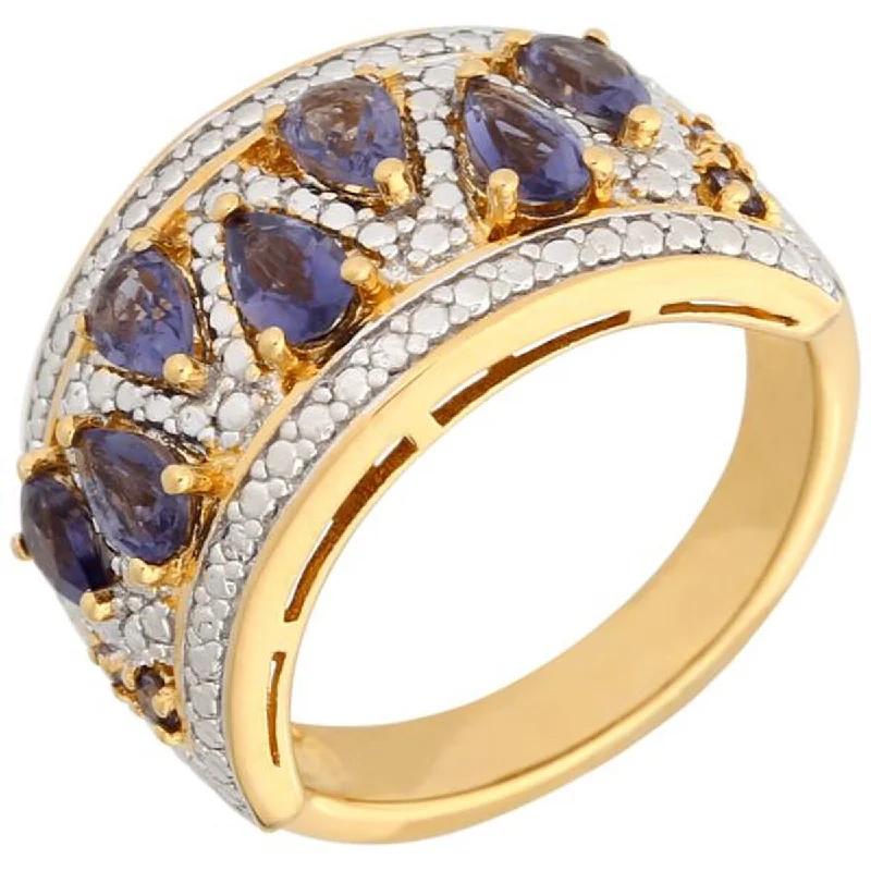 Yellow Gold Plated Over Sterling Silver Iolite Ring