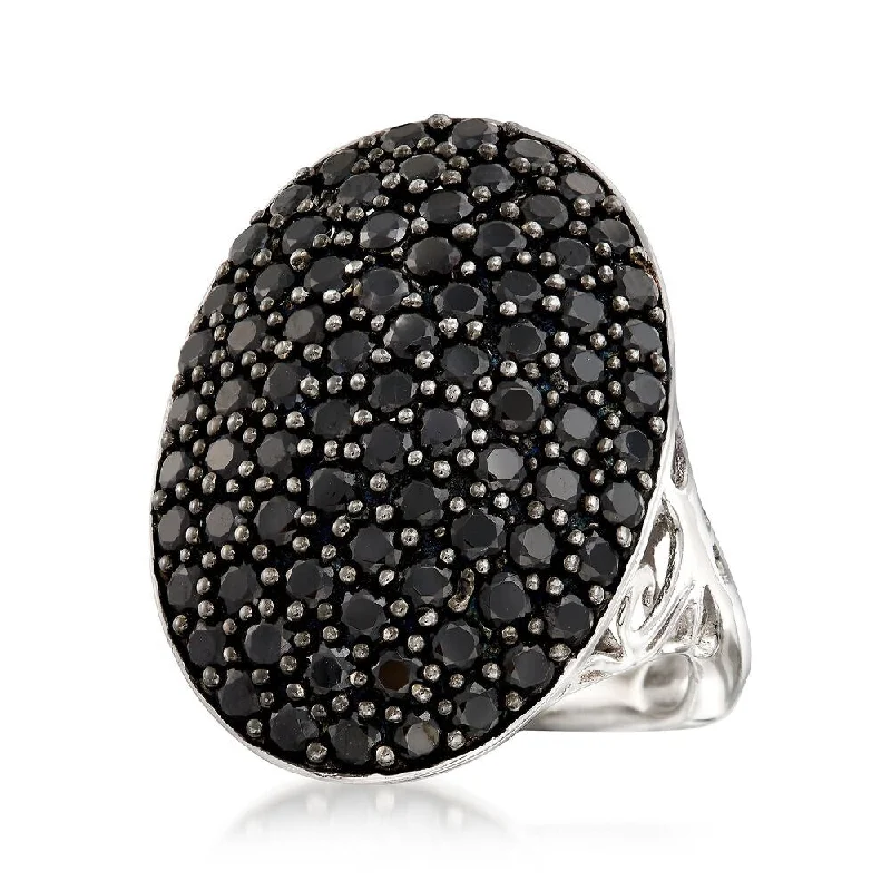 925 Sterling Silver Black Spinel Ring