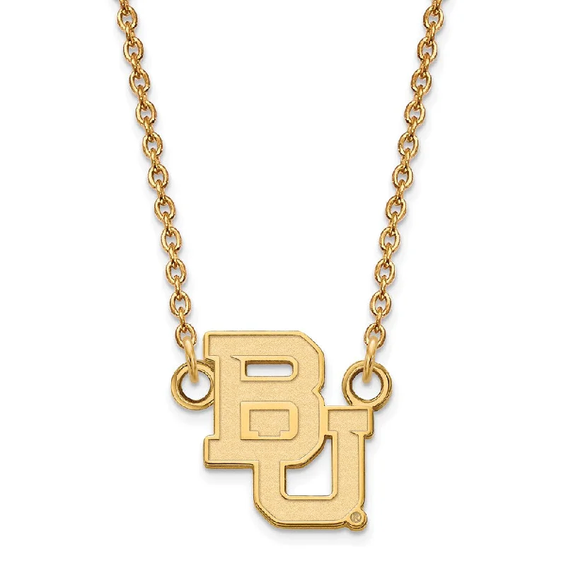 14k Gold Plated Silver Baylor U Small 'BU' Pendant Necklace