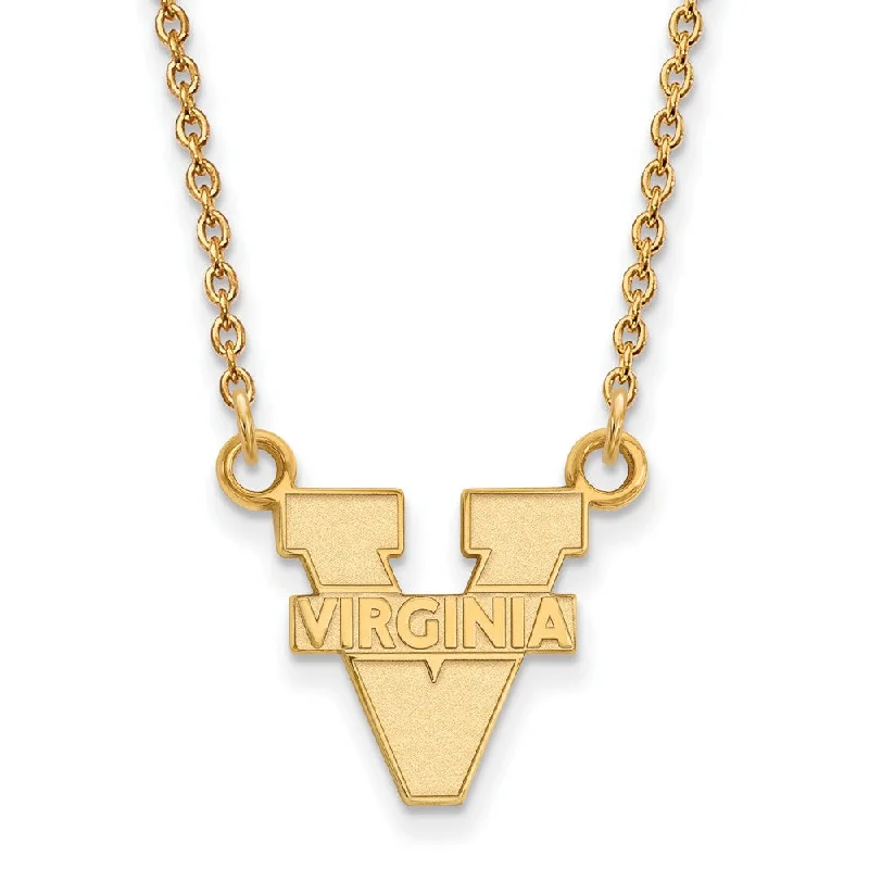 14k Yellow Gold U of Virginia Small 'V' Logo Pendant Necklace