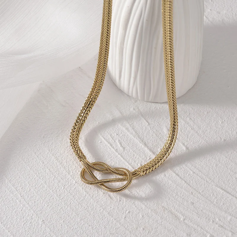 Stainless Steel 14K Gold Plated Knotted Thick Necklace Chain