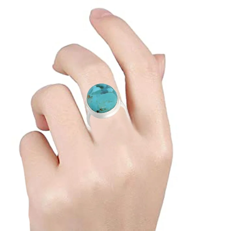 925 Sterling Silver Blue Mohave Turquoise Classic Ring