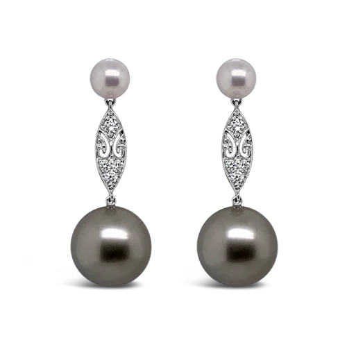 Pearl & Diamond Dangle Earrings