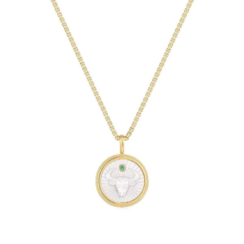 Zodiac Taurus Mother Of Pearl Necklace