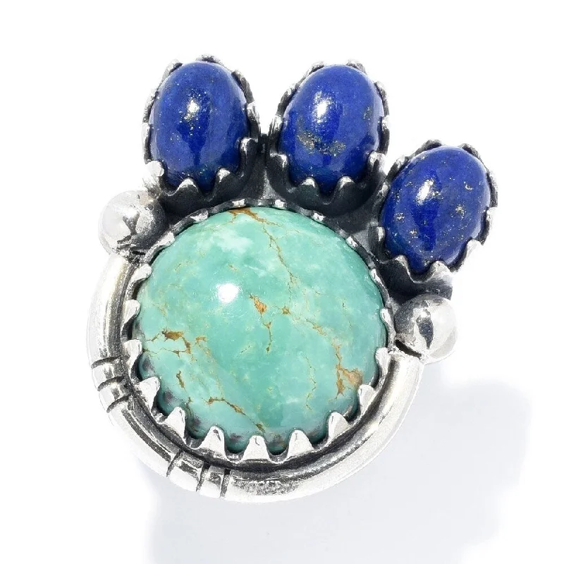 Sterling Silver Tyrone Turquoise Gemstone Oxidized Ring