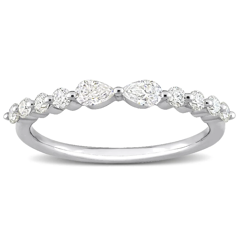 Miadora 2/5ct DEW Moissanite Semi-Eternity Ring in Sterling Silver