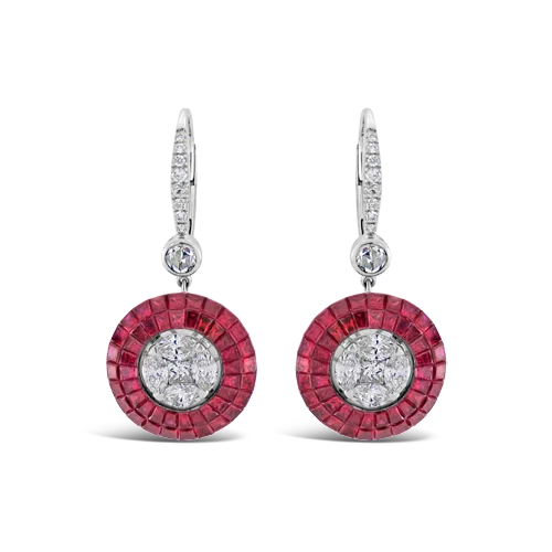 Ruby & Diamond Dangle Earrings