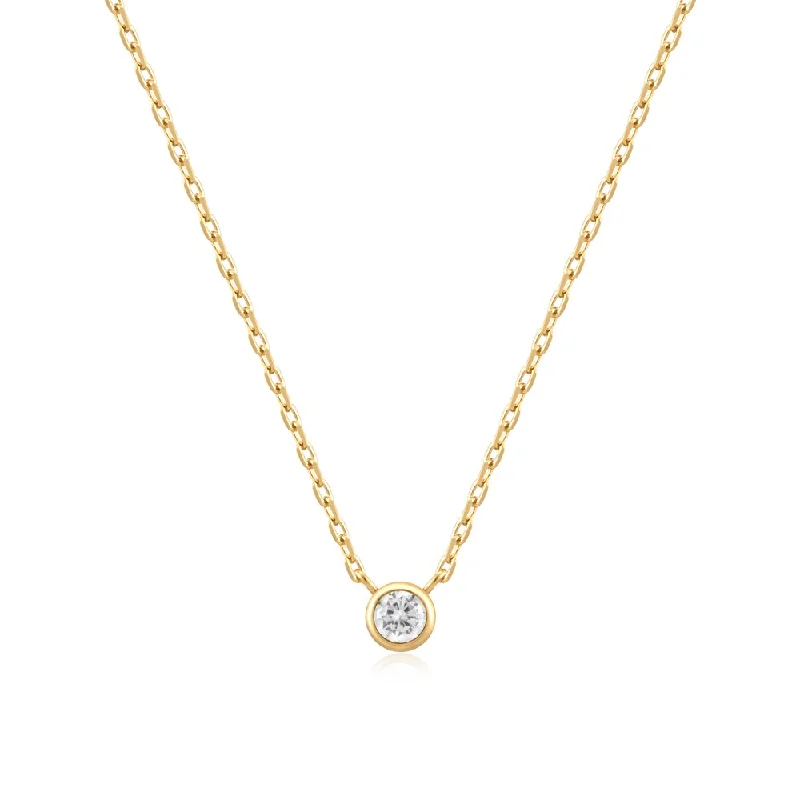 Gold Plated Cubic Zirconia Solitaire Necklace by Ania Haie