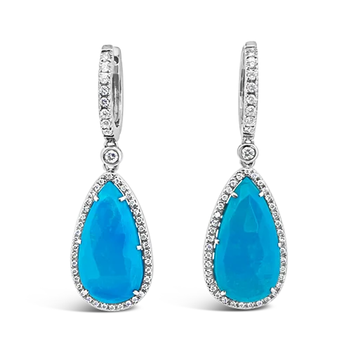 Turquoise & Diamond Drop Earrings