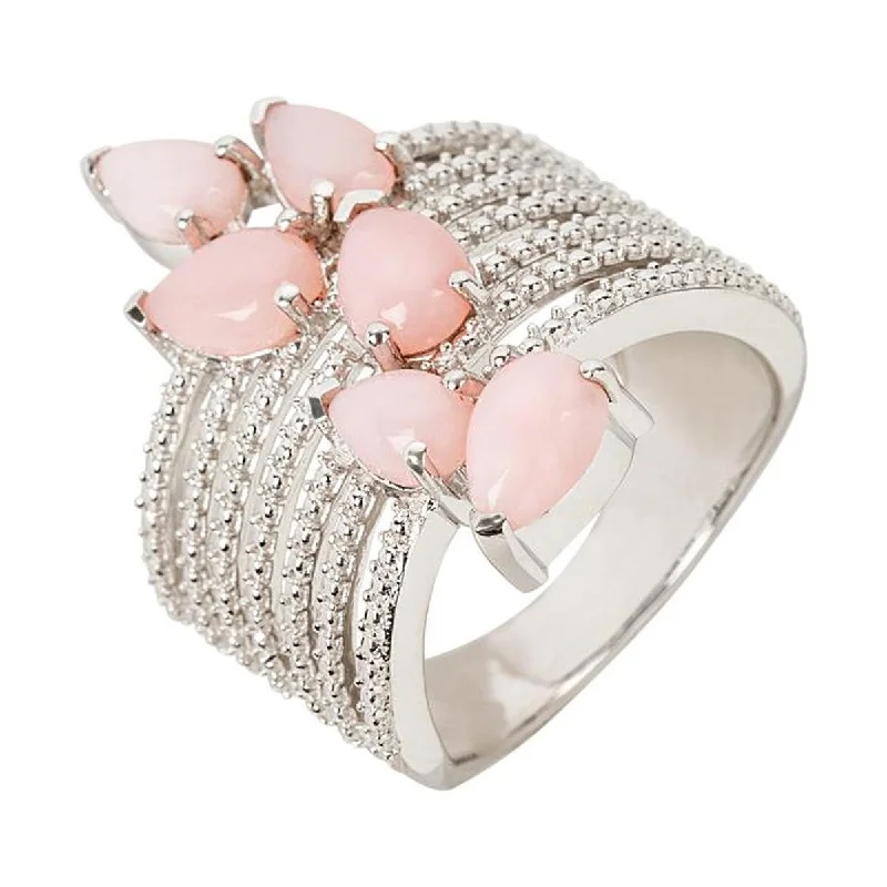 925 Sterling Silver Pink Opal Ring