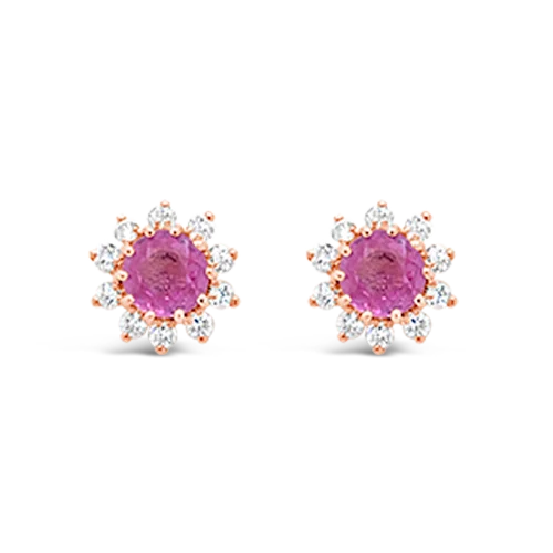 Pink Sapphire & Diamond Earrings