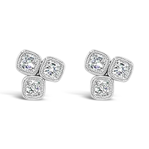 Triple Cushion Diamond Earrings