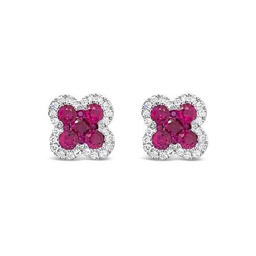 Ruby & Diamond Clover Earrings