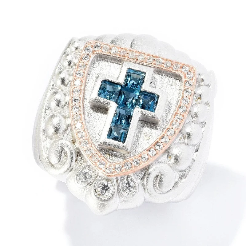 Dallas Prince Designs Sterling Silver Gemstone & White Zircon Cross Signet Ring