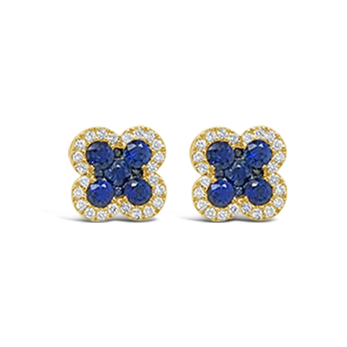 Sapphire & Diamond Clover Earrings