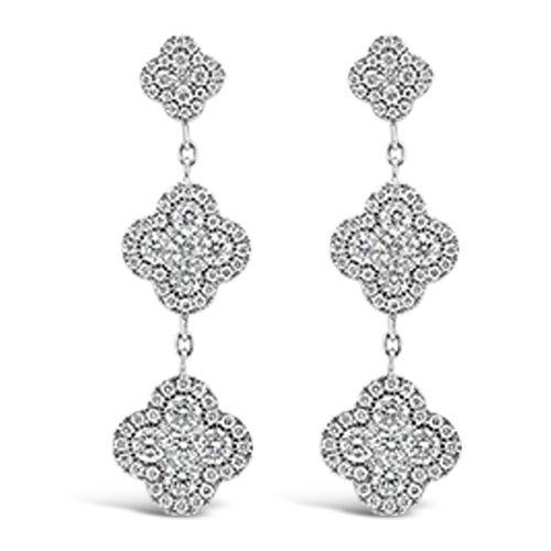 Diamond Clover Dangle Earrings