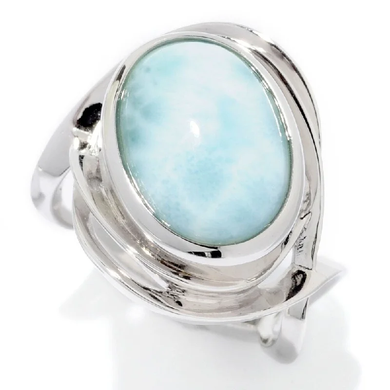 925 Sterling Silver Larimar Ring