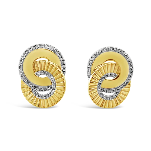 Yellow Gold & Diamond Interlocking Circles Earrings