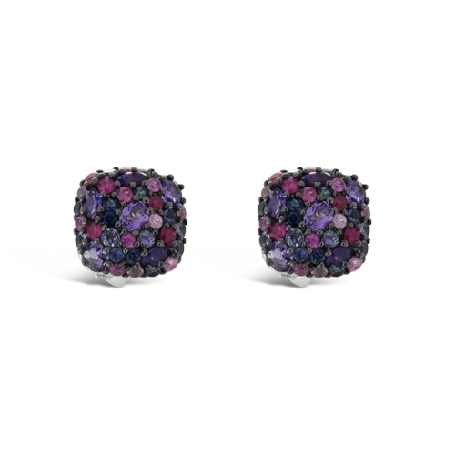 Amethyst, Iolite and Sapphire Earrings