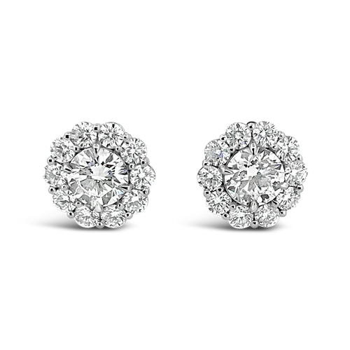 Diamond Stud Earrings with Halo