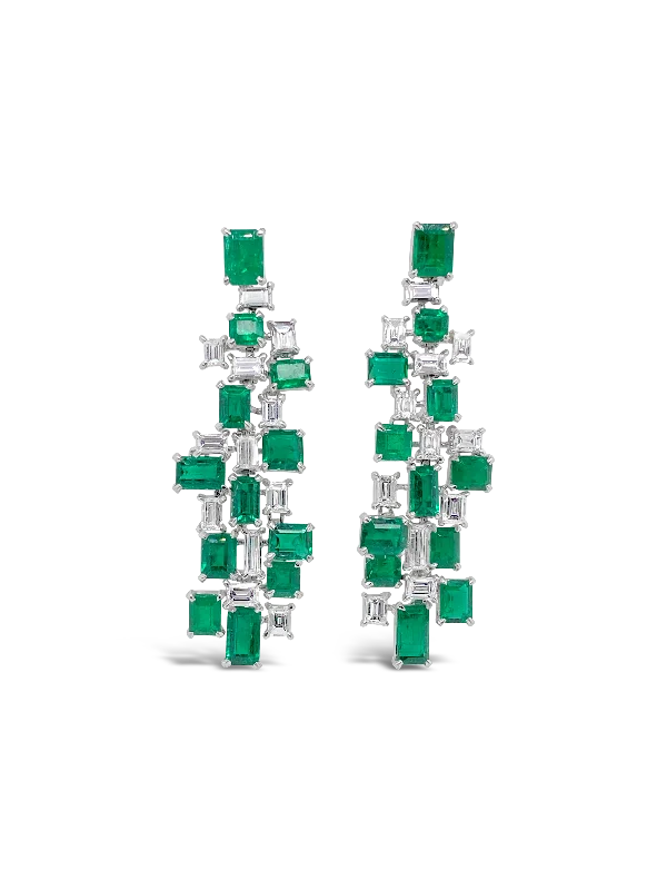 Emerald & Diamond Dangle Earrings