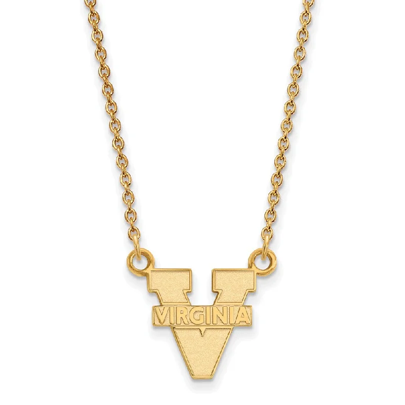 14k Gold Plated Silver U of Virginia Small 'V' Logo Pendant Necklace