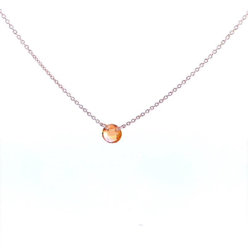 Gold Filled Round Citrine Solitaire Necklace by Dee Berkley