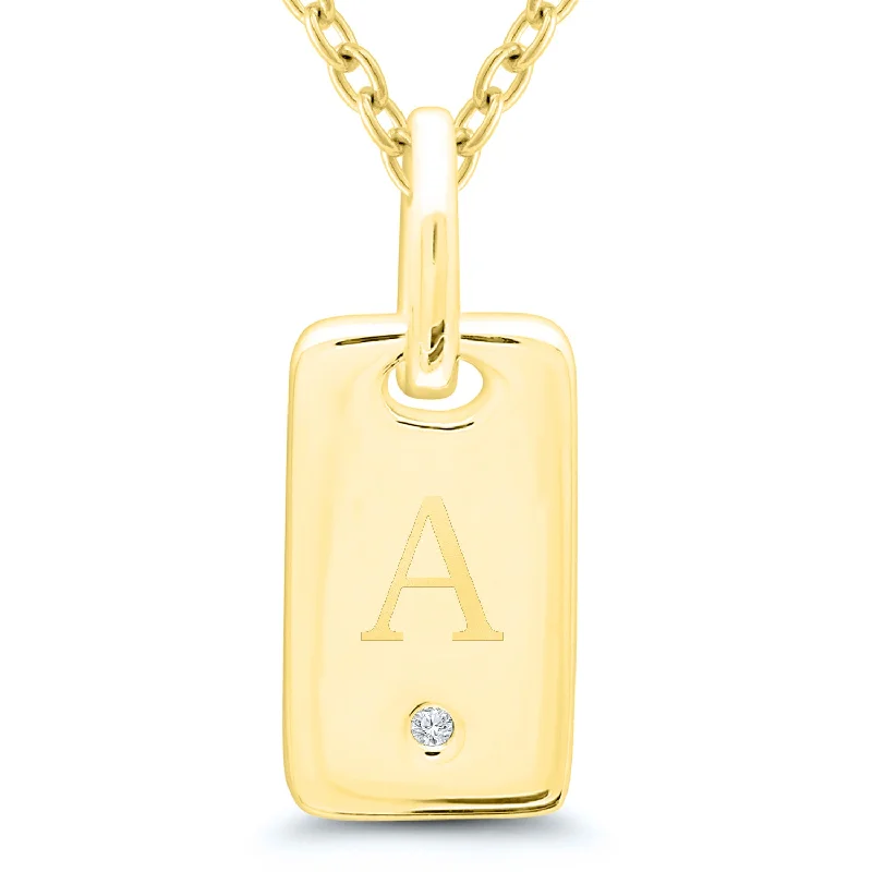 Yellow Gold Plated Diamond Inital "A" Necklace