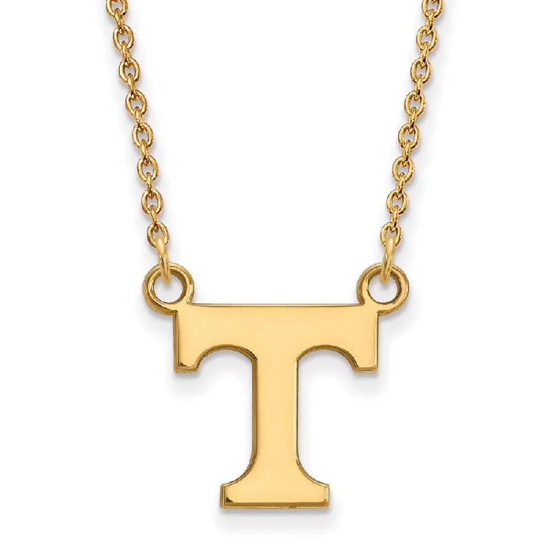 14k Yellow Gold U of Tennessee Small Initial T Pendant Necklace