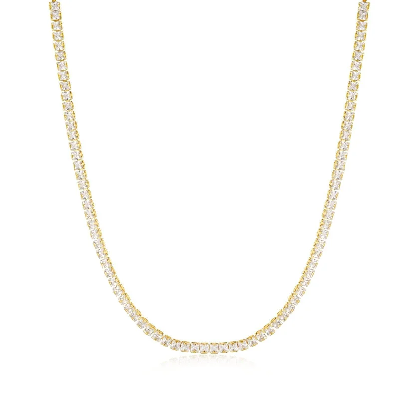 Square Cz Tennis Necklace