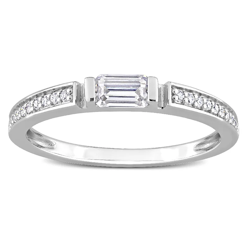 Miadora 3/8ct DEW Moissanite Bar Semi-Eternity Ring in Sterling Silver