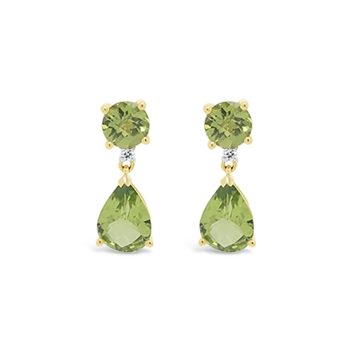 Peridot & Diamond Dangle Earrings