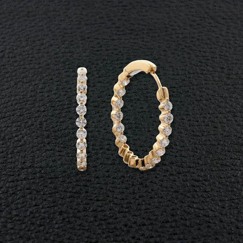 Diamond Hoop Earrings in Yellow Gold