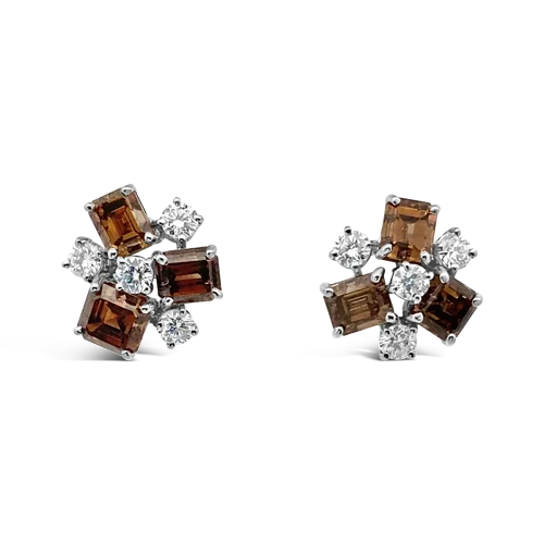 Brown & White Diamond Earrings