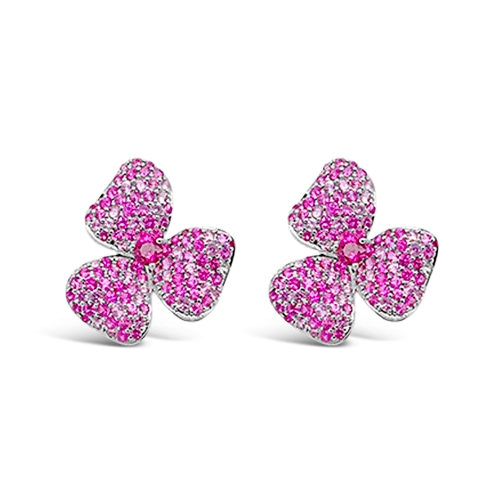 Pink Sapphire Flower Earrings