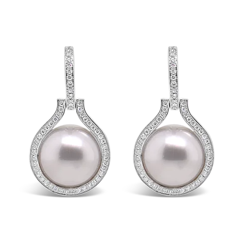 South Sea Pearl & Diamond Earrings