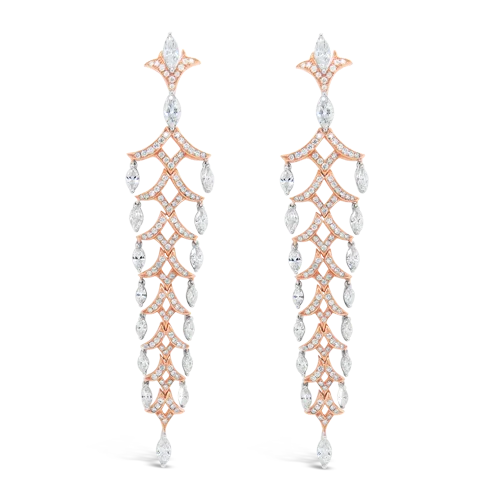 Diamond & Rose Gold Dangle Earrings