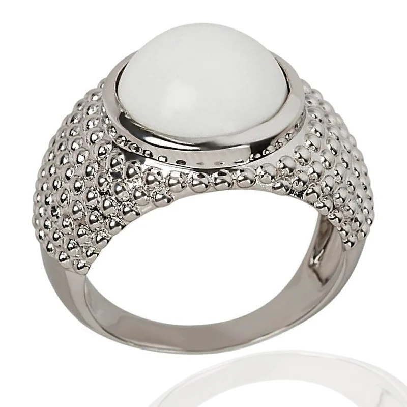 925 Sterling Silver White Opal Classic Ring