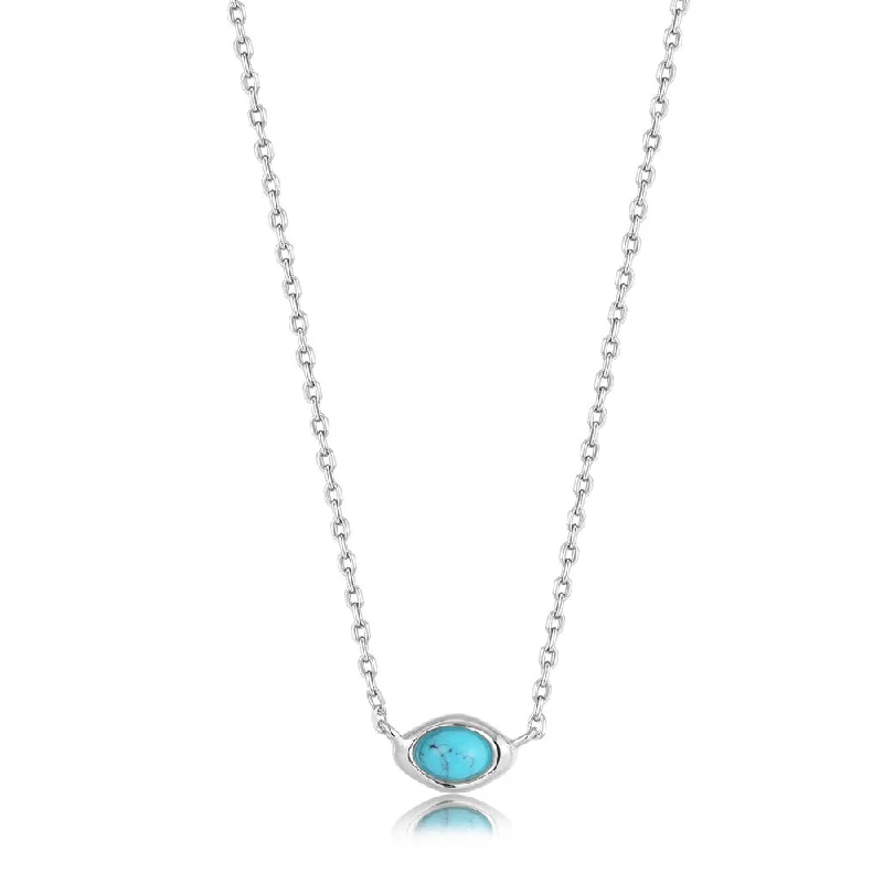 Sterling Silver Oval Synthetic Turquoise Solitaire Necklace by Ania Haie