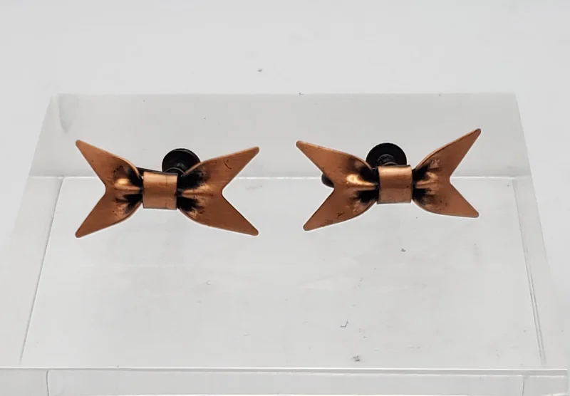 Vintage Copper Bow Tie Screw Back Earrings