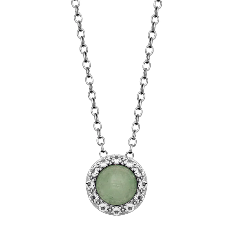 Sterling Silver Aquamarine & White Topaz Halo Necklace by Samuel B.