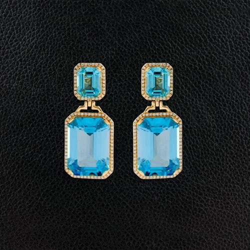 Blue Topaz & Diamond Earrings