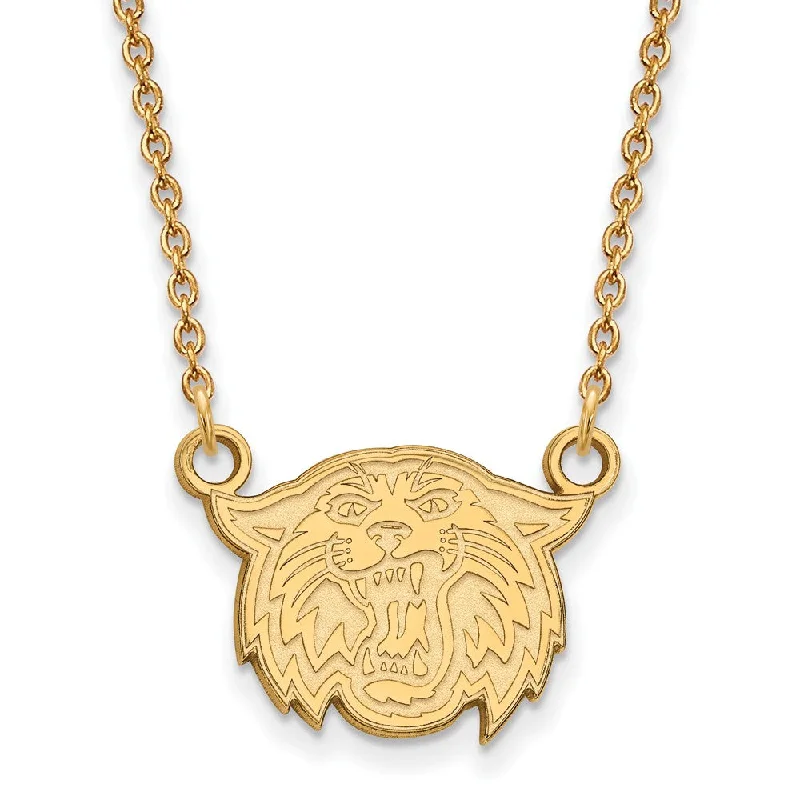 14k Gold Plated Silver Villanova U Small Wildcat Pendant Necklace