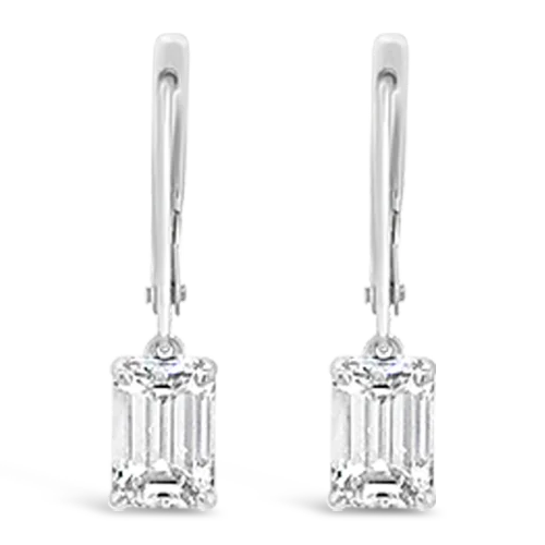 Emerald cut Diamond Dangle Earrings