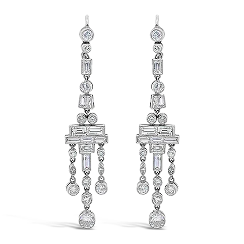 Diamond Dangle Deco Style Earrings