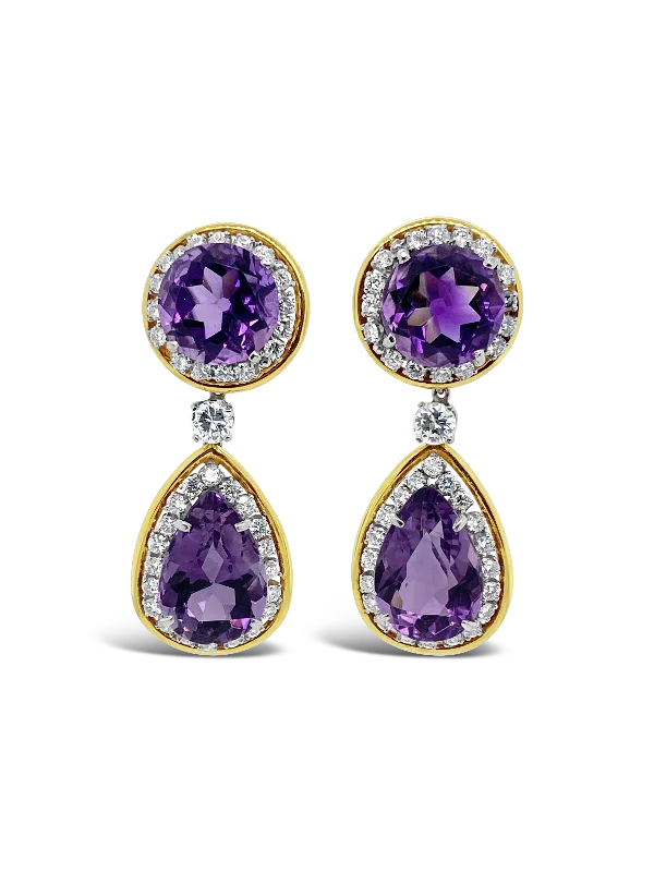 Amethyst & Diamond Estate Earrings