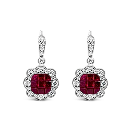 Ruby & Diamond Dangle Earrings