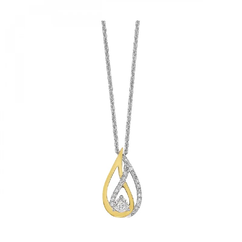 Two Tone Diamond Interlocking Teardrop Necklace