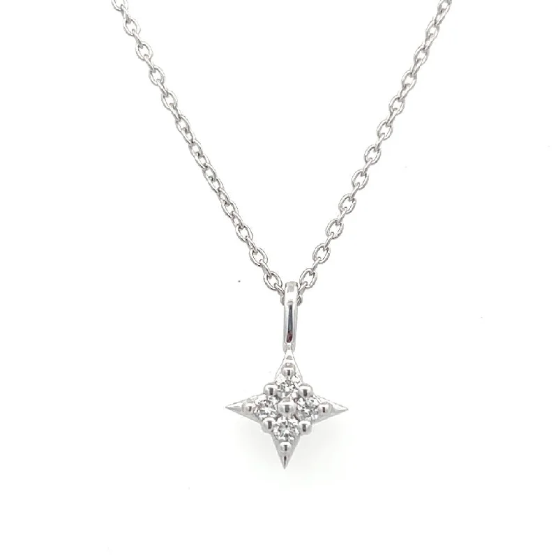 Sterling Silver 0.10ctw Round Diamond Star Necklace